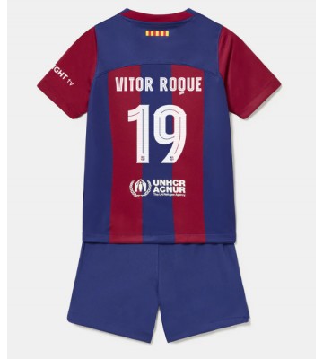Barcelona Vitor Roque #19 Hemmakläder Barn 2023-24 Kortärmad (+ Korta byxor)